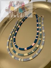 Hematit Doğal Taş V Geçişli Kolye (45cm)