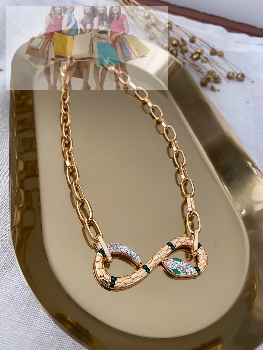 Zirkon Taşlı Sonsuzluk Detay Yılan Kolye (42 cm)