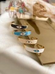 Gold Renkli Mineli Kelepçe Bileklik