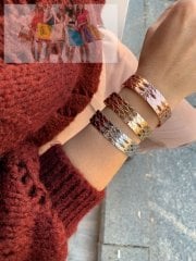 Yılan Derisi Motifli Kelepçe Bileklik