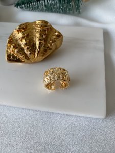 Dikdörtgen Plaka Yan Şerit Yüzük