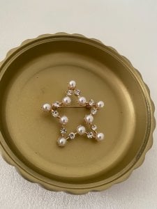 İncili Taşlı Yıldız Broş